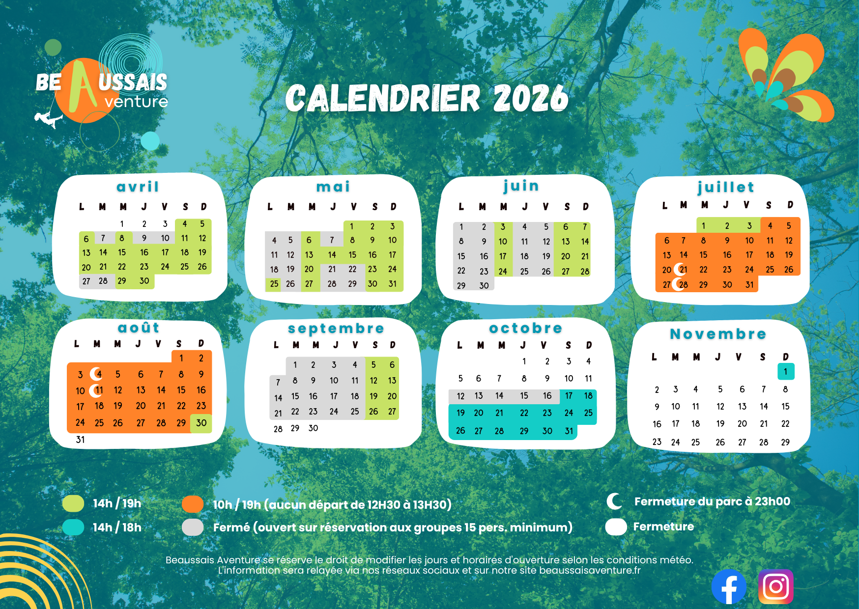 calendrier 2026 Beaussais Aventure