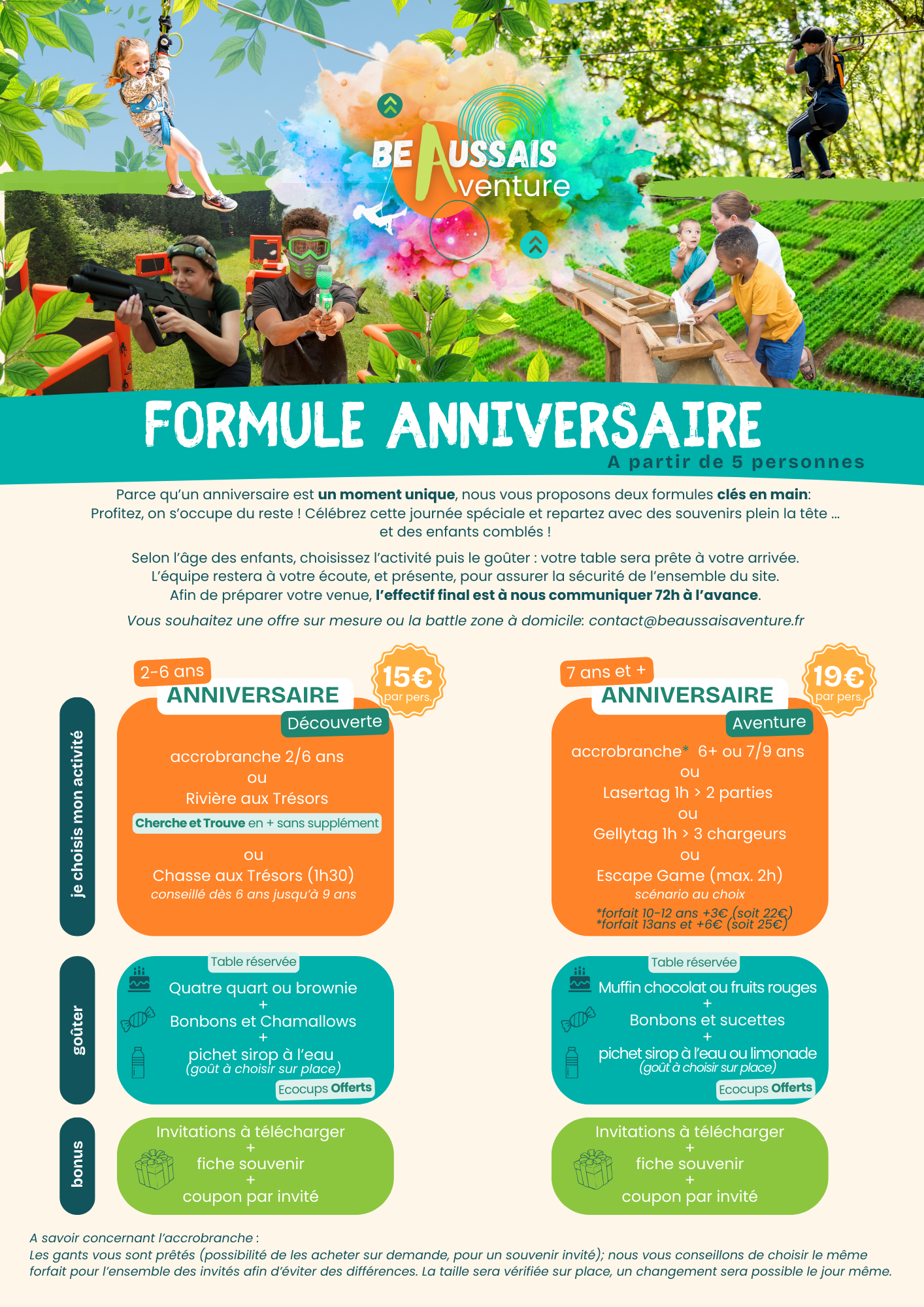 formules anniversaire Beaussais Aventure 2026